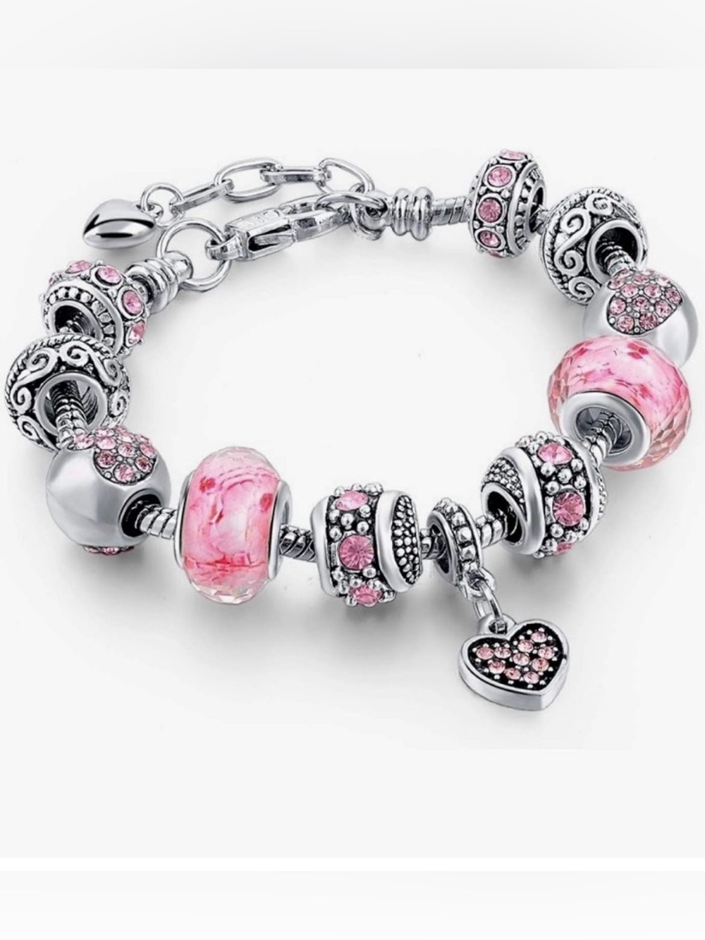 Capital Charms Pink Heart Charm Bracelet-New